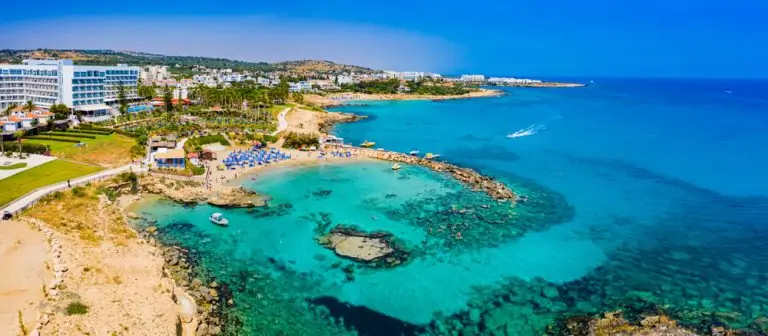 Protaras. Cyprus. Kalamis. Paralimni harbor top view