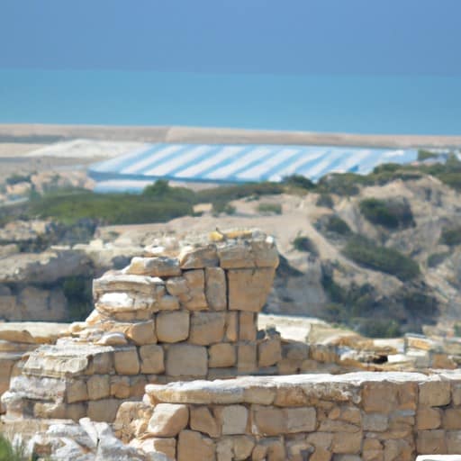 ההריסות העתיקות של קוריון, המשקיפות על הים התיכון