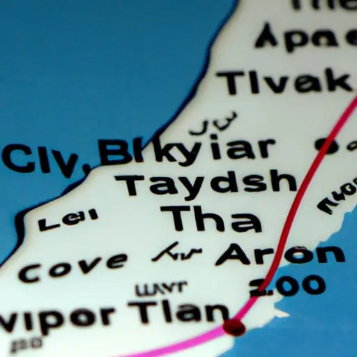 מפה המדגישה את מסלול הטיסה הישירה בין תל אביב לקפריסין