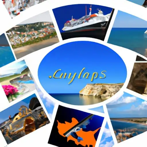 קולאז' של אטרקציות תיירותיות פופולריות בקפריסין