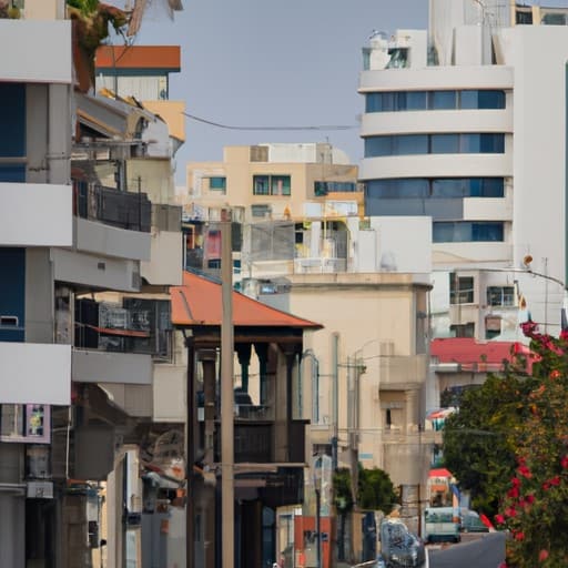 רחוב הומה בלימסול, הכולל שילוב של מבנים מודרניים וציוני דרך היסטוריים