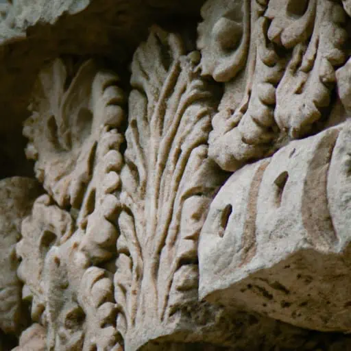 צילום מפורט של גילופי האבן המורכבים של המנזר