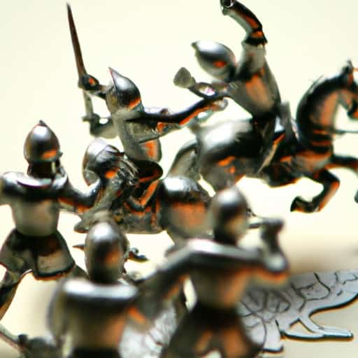 סצנת קרב ממסעי הצלב, עם אבירים בשריון נוצץ מסתערים לקרב