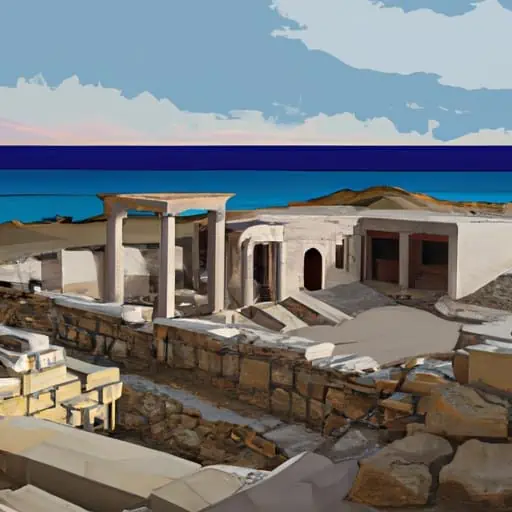 ההריסות העתיקות של קוריון, המשקיפות על הים התיכון