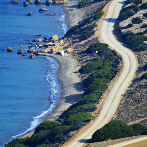 מבט אווירי של דרך חוף נופית בקפריסין