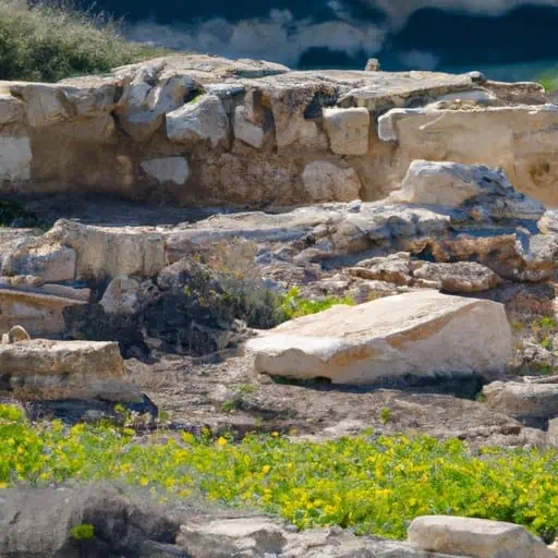 חורבות עתיקות באתר הארכיאולוגי קוריון