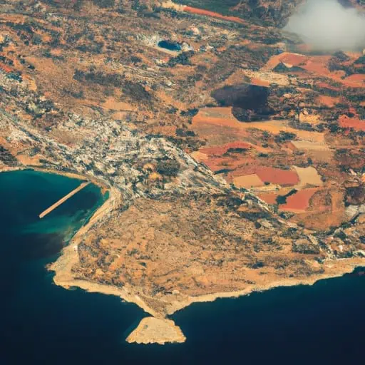 נוף אווירי ציורי של האי קפריסין